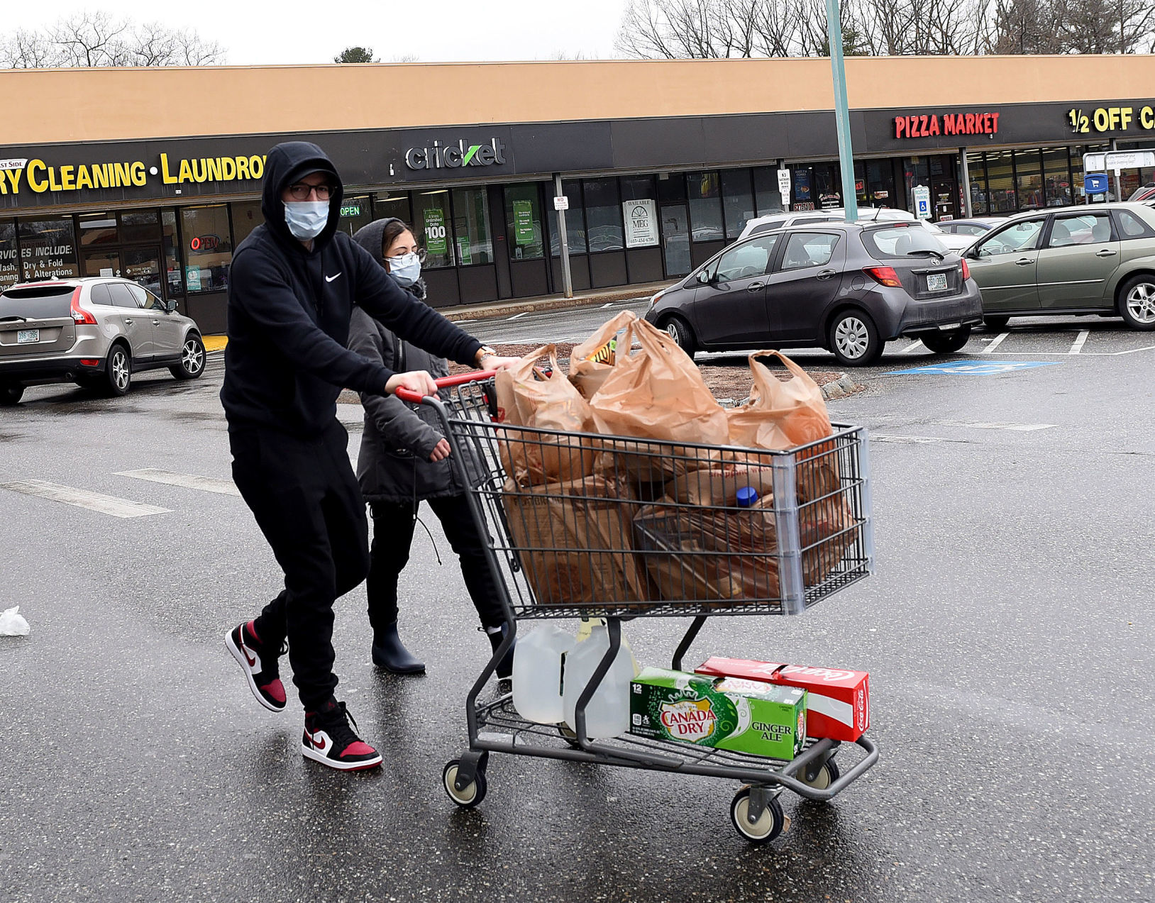 Masked shoppers